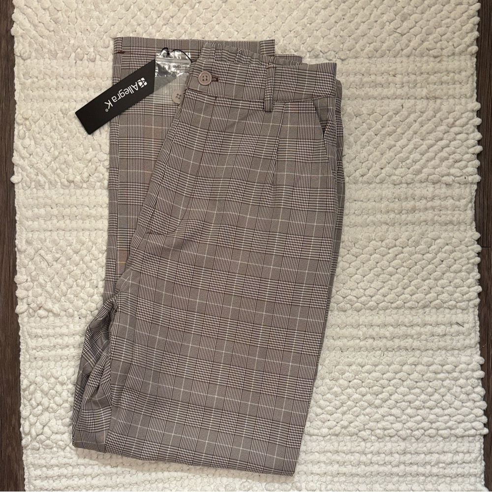 Allegra K Women's Plaid Ankle Pants - Gray
